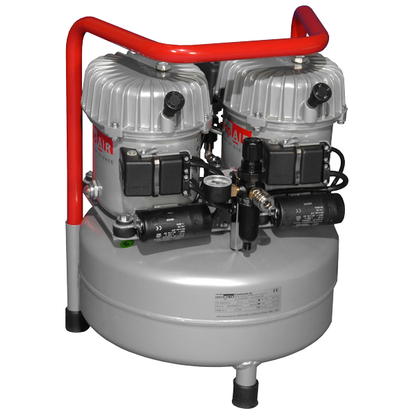 Whispair kompressor CW 100/24 FAST Effekt:  0,70/1,00 kW/hp Arbetstid: 50 %Kapacitet:100 l/minl/min: 64 Nl/minTankrymd: 24 l Ljudnivå: 50 dB/AMax. tryck: 8/120 bar/psiStorlek: 45×45×60 cmVikt: 47 kg
